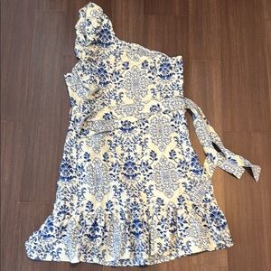 SHEIN Blue and White One Shoulder Sundress